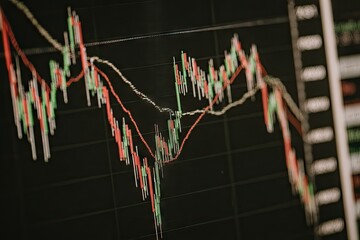 Stock market chart, fluctuating values