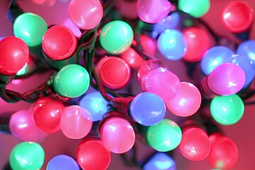 Close-up of vibrant Christmas lights