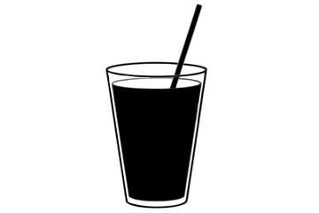 glass of cola and straw silhouette vector illustration