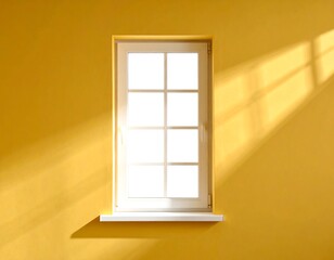 Fototapeta premium Sunny window on yellow wall