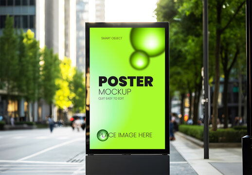 Urban Digital Poster Mockup for Smart Advertising