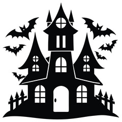 halloween house and bats