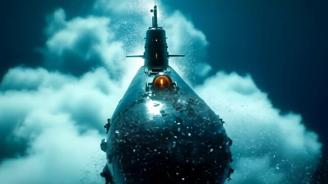 Submarine Surfacing in Dark Teal Water