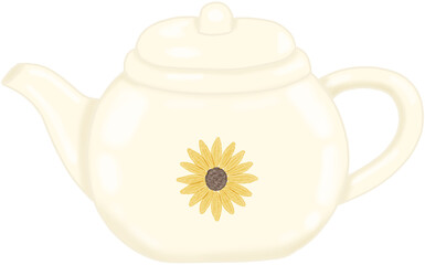 off white vintage ceramics dining set with sunflower ornaments