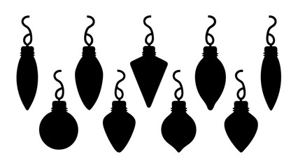 Set of christmas bulb silhouette vector art