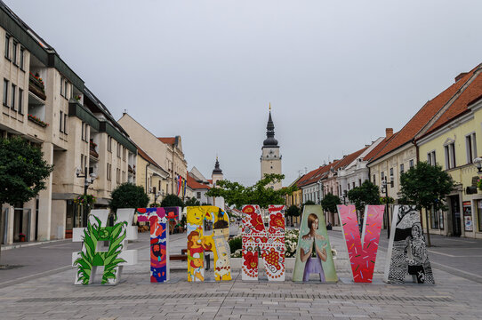 Colorful Trnava Sign in Historic City Center, Slovakia