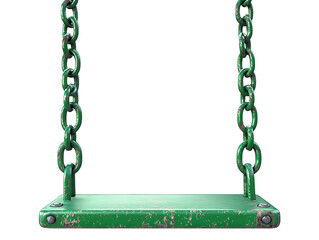 Green Swing Set with Chains isolated on a transparent background
