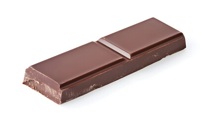 Rectangular chocolate bar with smooth surface on white background