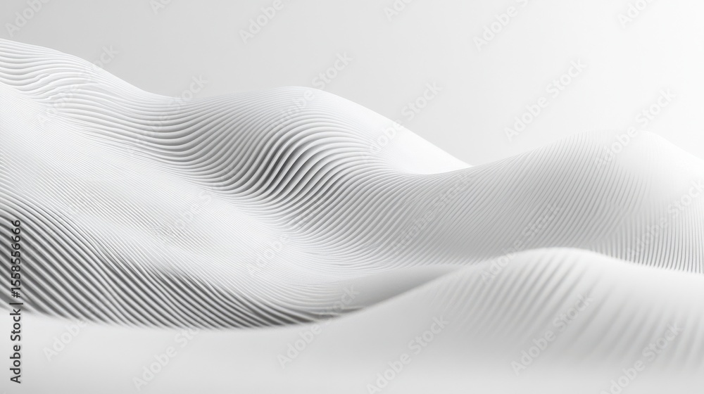 Aufkleber Abstract 3D rendering of white wavy lines in studio setting