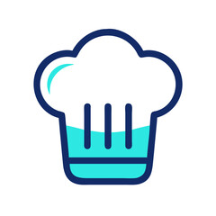Modern Chef Hat Icon with Water Level or Cooking Liquid Symbol