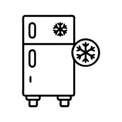 Refrigerator Freezer Line Icon: Modern Fridge with Snowflake Symbol for Cooling and Freezing