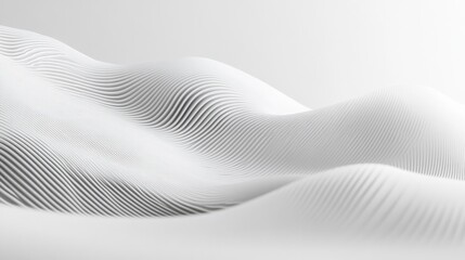 Abstract 3D rendering of white wavy lines in studio setting