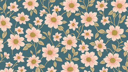 A Detailed Vintage Floral Pattern On A Textured Fabric Background Featuring Flowers. Ideal For Design Projects, Craft Work, Or As Wallpaper Inspiration.