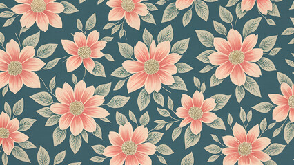 A Detailed Vintage Floral Pattern On A Textured Fabric Background Featuring Flowers. Ideal For Design Projects, Craft Work, Or As Wallpaper Inspiration.
