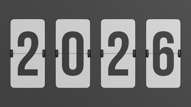 Flip black scoreboard 2026. 3D render