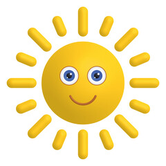 Cute Smiling Sun with Open Eyes and Calm Expression