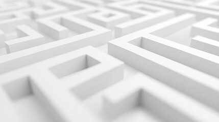 Abstract indoor maze composed of white rectangular shapes