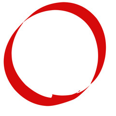 Bold red circle with a brushstroke effect