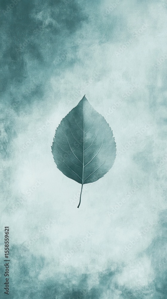 Aufkleber Abstract representation of a single leaf on textured background