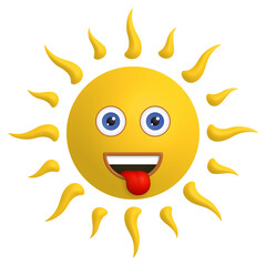 Cute Smiling Sun with Open Mouth, Tongue Out and Playful Expression