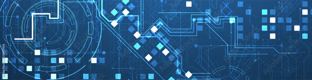 Aufkleber Abstract background. Scientific and technological concept with the use of technical elements formed in the shape of a circle. Vector