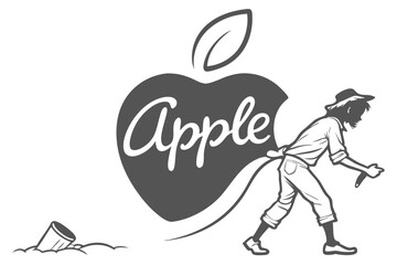 Monochrome Apple Logo in White