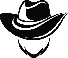 cowboy hat silhouette, cowgirl hat icon, western line drawing