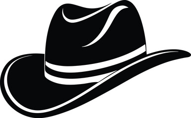 cowboy hat silhouette, cowgirl hat icon, western line drawing