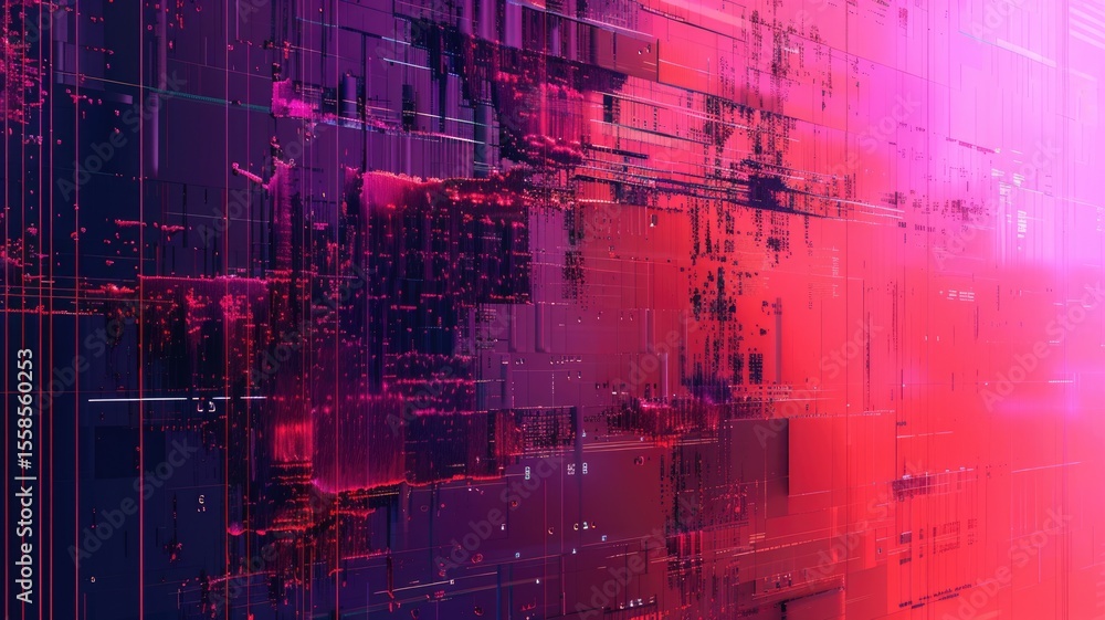 Poster abstract picture micro light sparkling particle represent data flow vivid flowing wave with high tec