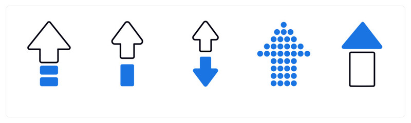 A set of 5 mix icons as arrow, map, navigation