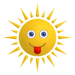 Cute Smiling Sun with Tongue Out and Calm Expression
