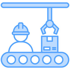 Production Line Blue Icon Element For Design