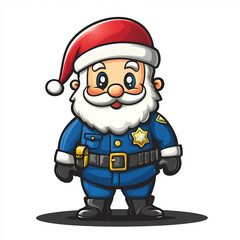 Minimalist Santa Claus Policeman Concept &ndash; Holiday Character in Law Enforcement Outfit for Christmas Designs
