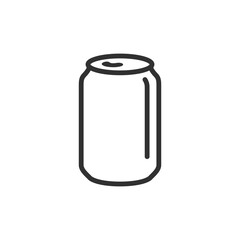 Soda can, linear icon. Carbonated drink, beverage container, or cold refreshment. Line with editable stroke.