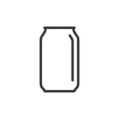 Beveled soda can, linear icon. Refreshing drink or energy beverage. Line with editable stroke.