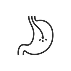 Gastroscopy procedure, linear icon. Stomach examination, medical test, or diagnosis. Line with editable stroke.