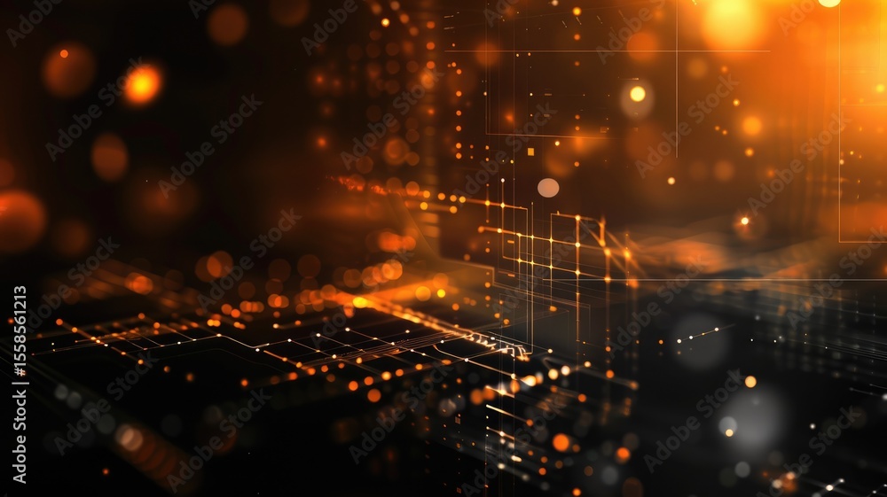 Poster abstract picture of orange light effect in digital technology design. seamless modern art of futuris