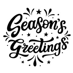 Season's greetings. Hand lettering black text in a round shape isolated on white background. Vector typography for posters, cards, holiday decor, Christmas balls, ornaments