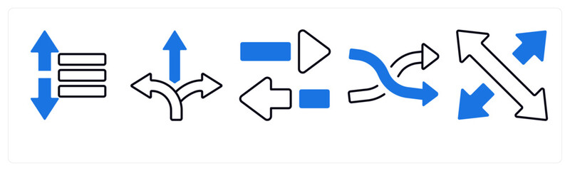 A set of 5 mix icons as arrow, map, navigation