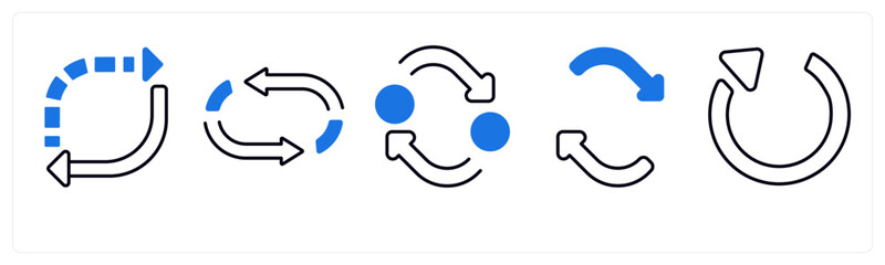 A set of 5 mix icons as arrow, map, navigation