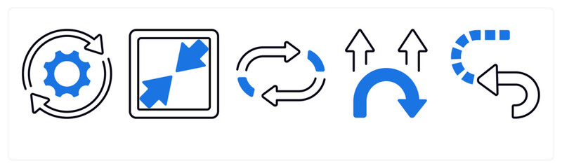 A set of 5 mix icons as arrow, map, navigation
