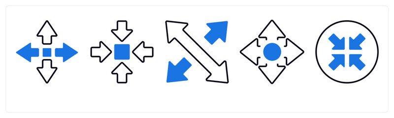 A set of 5 mix icons as arrow, map, navigation