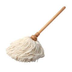 Bamboo mop with refillable head, clean isolated view