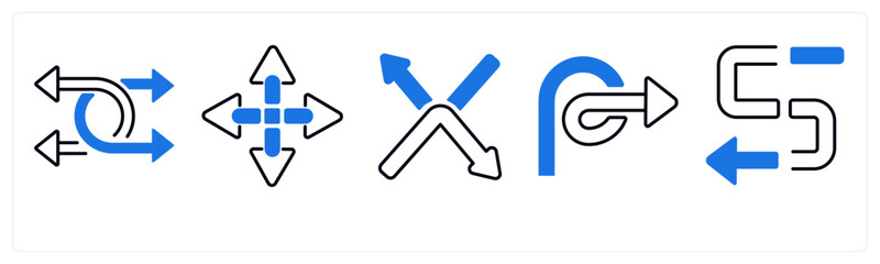 A set of 5 mix icons as arrow, map, navigation