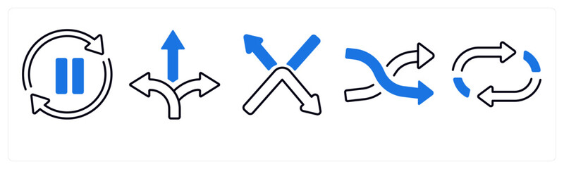 A set of 5 mix icons as arrow, map, navigation
