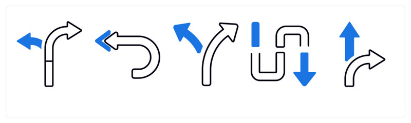 A set of 5 mix icons as arrow, map, navigation