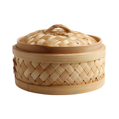 Bamboo steamer basket, isolated on clean white