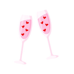 drinks with hearts. valentine's day flat vector illustration