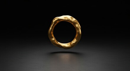 Gold Ring Floating Over Neutral Matte Surface