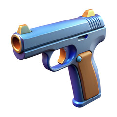 pistol, 3d cartoon ,isolated on transparent white background